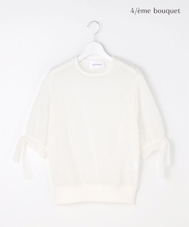 自由区 【カトリエムブーケ】Expression delicate ドットシアー・リボンスリーブトップス オフ