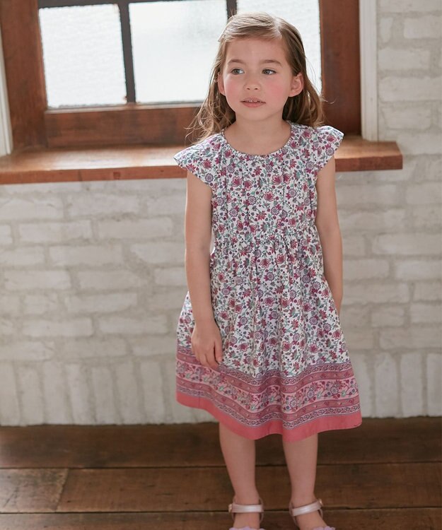 ANY KIDS プリント サマー ワンピース ピンク×モロッカン