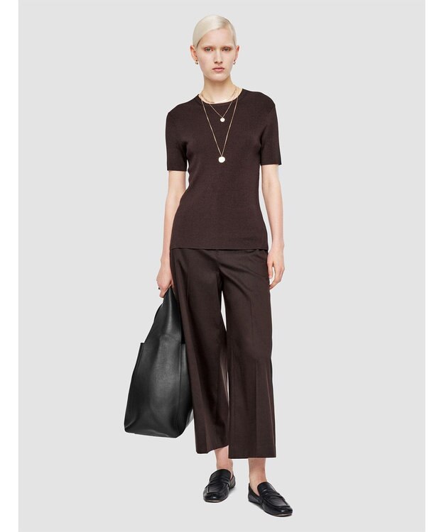 JOSEPH 【洗える】サティニーリブ　ショートスリーブニット Ebony