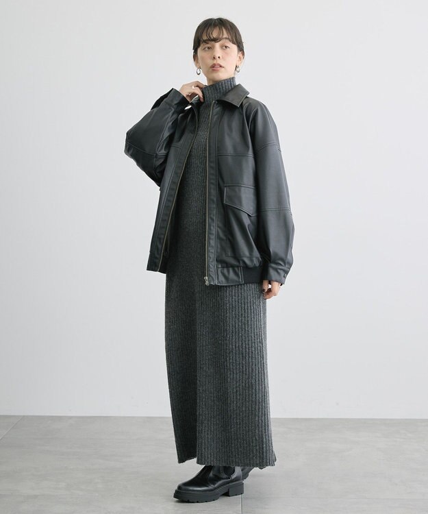 AMERICAN HOLIC フェイクレザーブルゾン Black