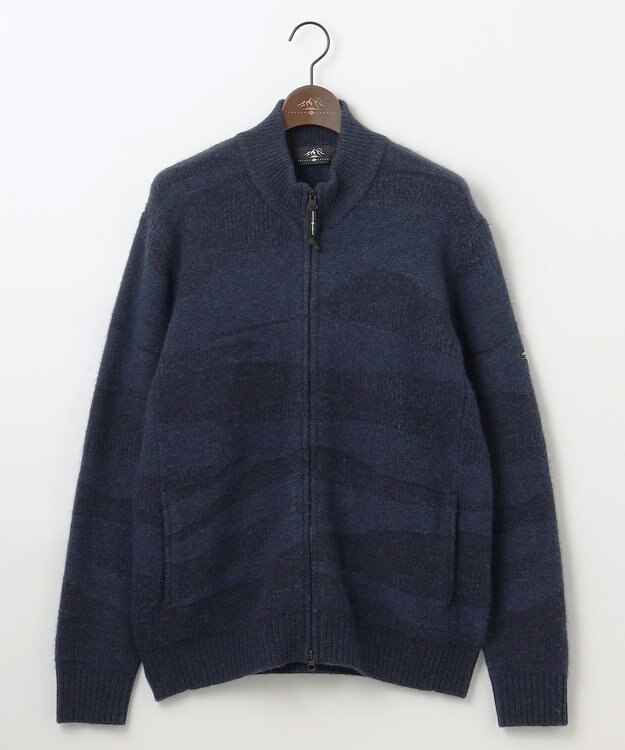JOSEPH ABBOUD MOUNTAIN 【イタリア糸使用/軽量】ブークレーカモフラージュ  ニット ブルゾン ネイビー系9