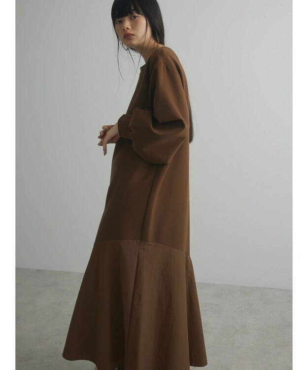 Green Parks armonia．布帛切り替えポンチワンピース Brown