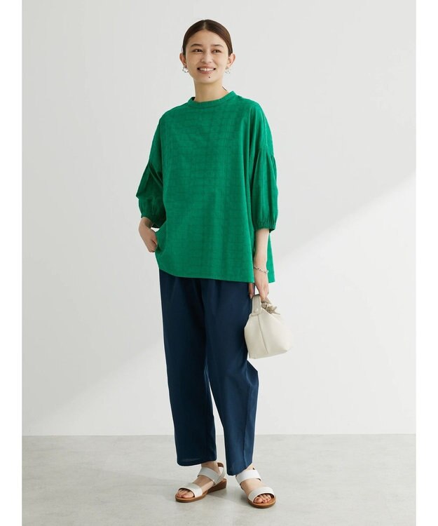 Green Parks Ｉ　ＳＥＴ２点　刺繍７分袖ブラウス＋タンクトップ Green