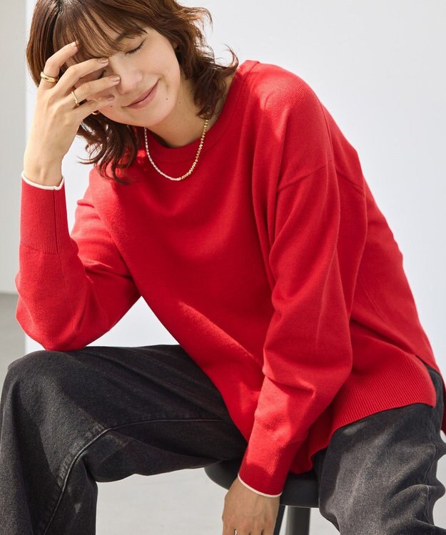 AMERICAN HOLIC バイパチクルーネックニットプルオーバー Red