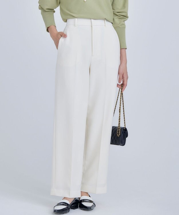 組曲 S 【WEB限定】ベーシックダブルクロス ワイドストレートパンツ アイボリー系