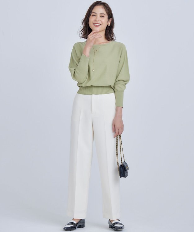 組曲 S 【WEB限定】ベーシックダブルクロス ワイドストレートパンツ アイボリー系