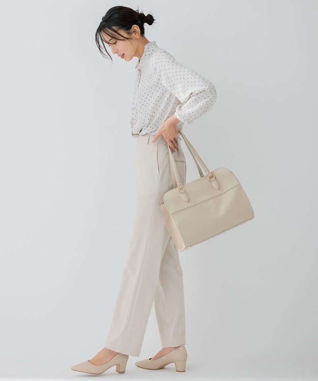 23区 L 【セットアップ対応/洗える】ストレッチポンチ パンツ ライトグレー系