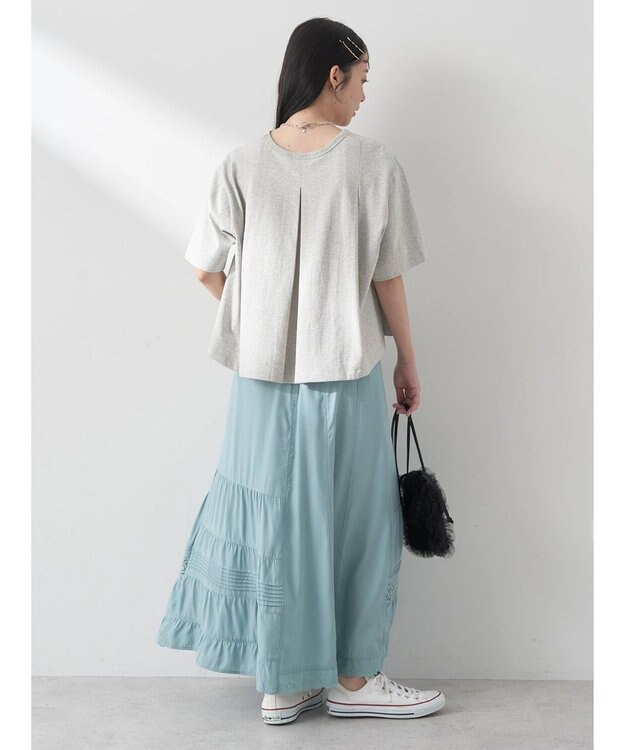 earth music&ecology バックタッククロップドＴ Gray Mixture