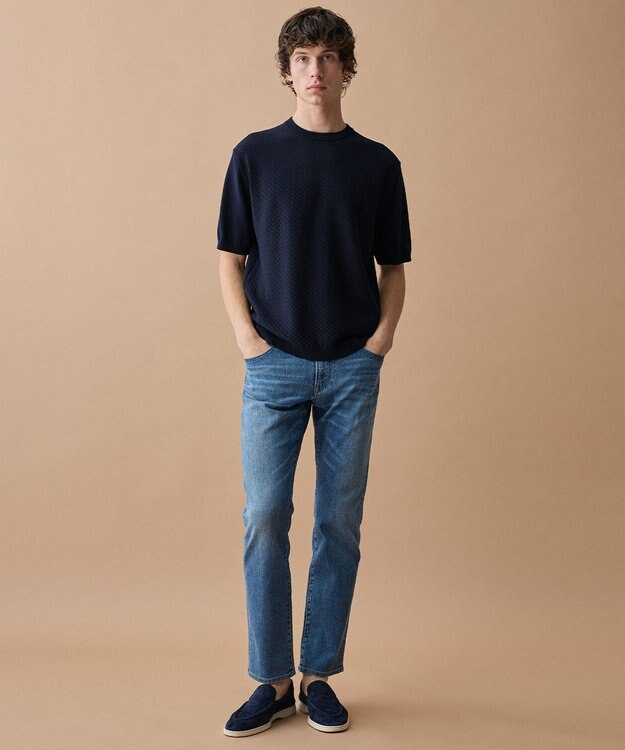 JOSEPH ABBOUD 【サステイナブル・オーガニックコットン使用】オーガニッククール ニット Tシャツ ネイビー系
