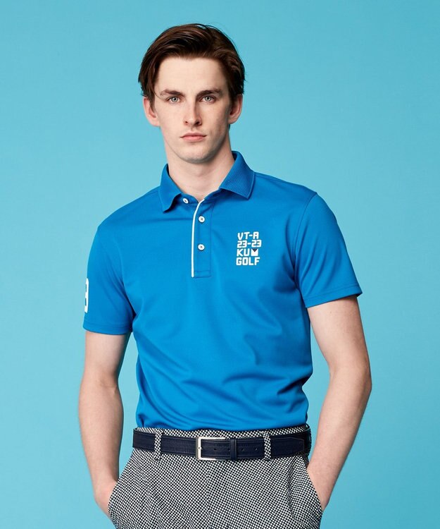 23区GOLF 【MEN】【吸水速乾/UVケア】エイトロックカノコ 半袖ポロシャツ サックスブルー系