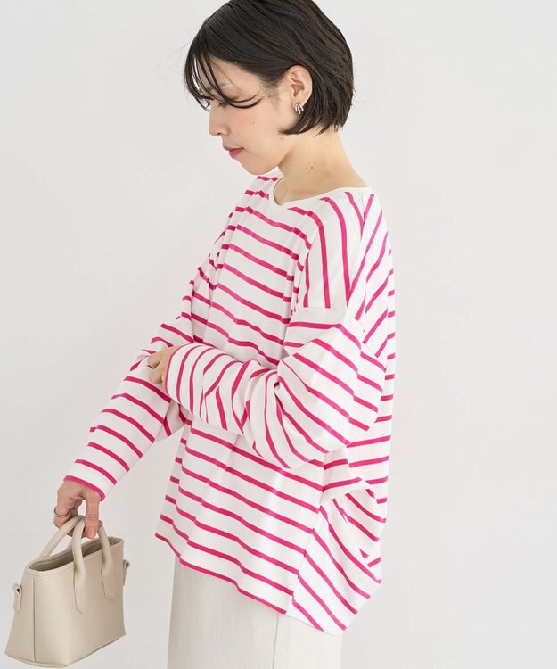 Green Parks サイドタックプルオーバー Border Pink