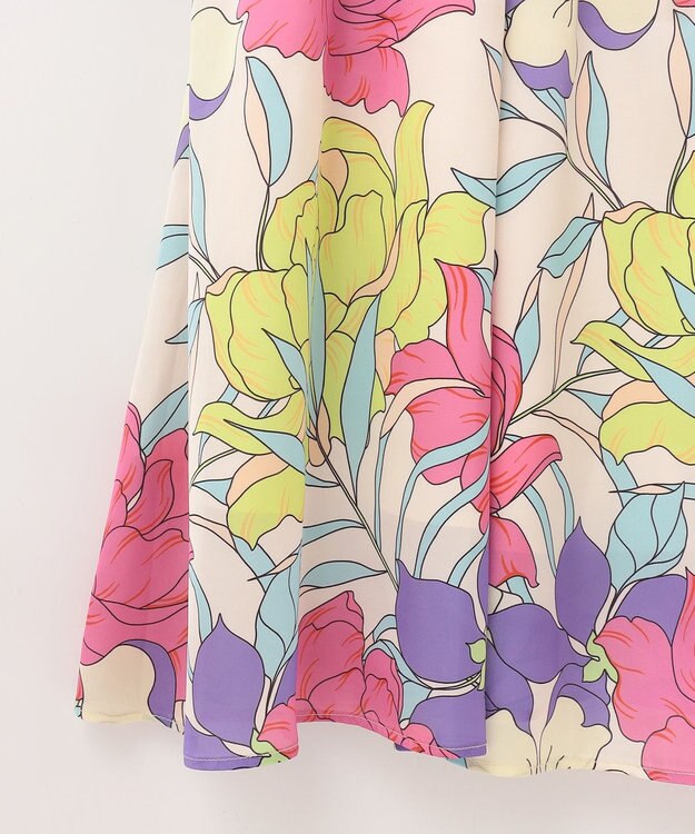 GRACE CONTINENTAL フラワープリントテーラーワンピース ピンク