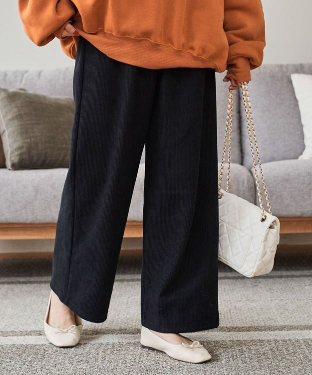 WEGO 裏起毛ワイドイージーパンツ ダークグレー