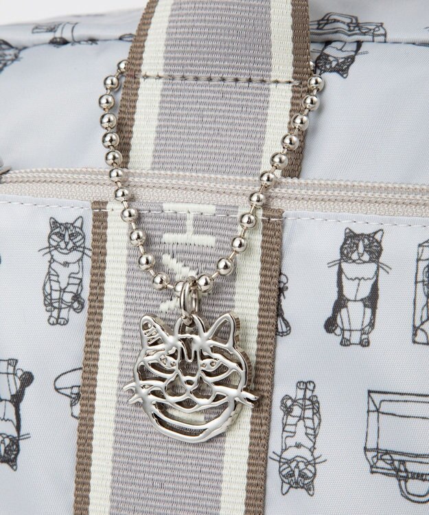 ACE BAGS & LUGGAGE HAyU × ace.  フォールディング 折り畳みボストンバッグ 猫柄 32L 17863 ライトベージュ柄