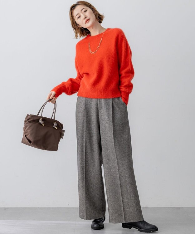 23区 S ラメミックスツイード タック ワイド パンツ モノトーン系