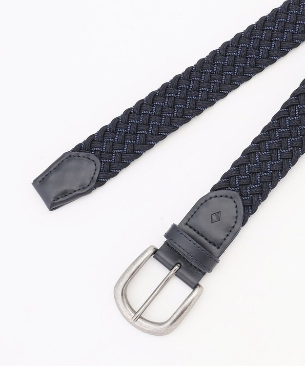 JOSEPH ABBOUD 【キングサイズ・イタリア素材・ストレッチ・日本製】メランジグリッドストレッチ ベルト ダルブルー系