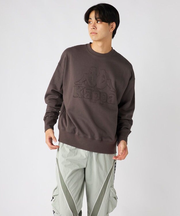 OP／FILA 【Kappa】オーバーサイズ ヘビーウェイトクルースウェット チャコールグレー
