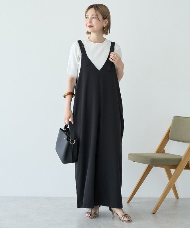 AMERICAN HOLIC イージーケアVネックオールインワン Gray Mixture