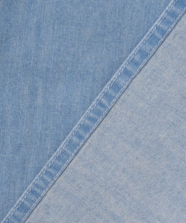 23区 【洗える】ライトダンガリー サマー スキッパーブラウス スカイブルー