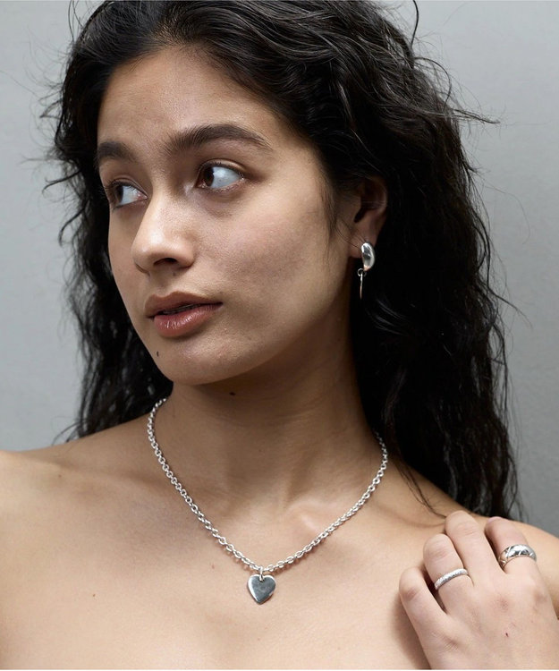 yoaa シルバー925 ハートプレートネックレス シルバー925