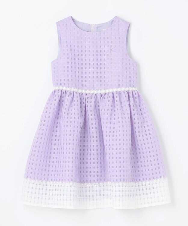 組曲 KIDS 【110-140㎝】シアーチェックバイカラー ワンピース ラベンダー系