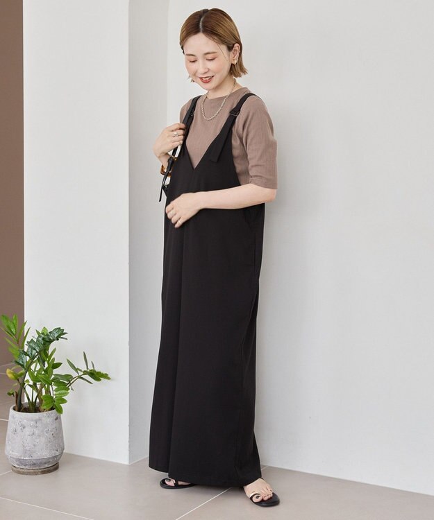 AMERICAN HOLIC イージーケアVネックオールインワン Gray Mixture