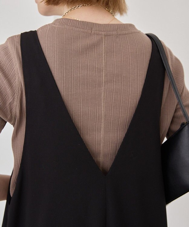 AMERICAN HOLIC イージーケアVネックオールインワン Gray Mixture