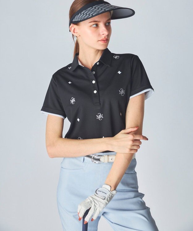 FILA GOLF／marie claire 【marie claire SPORT】ロゴ刺繍半袖ポロシャツ ブラック