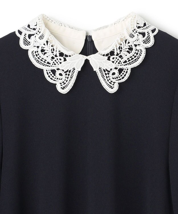 UNFILO L 【2WAY】BEAUTY MOVE レース襟ブラウス ネイビー