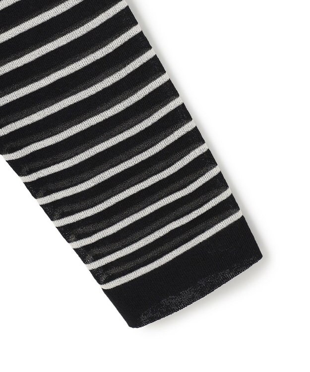 UNFILO シアーフォルムニット ボーダー ブラック×ベージュ