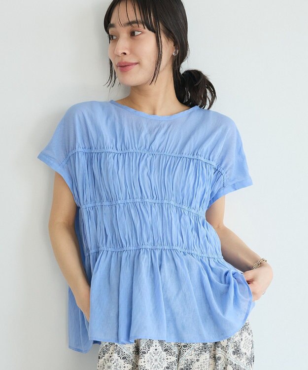 CRAFT STANDARD BOUTIQUE ヴィンテージボイルギャザーブラウス Sax