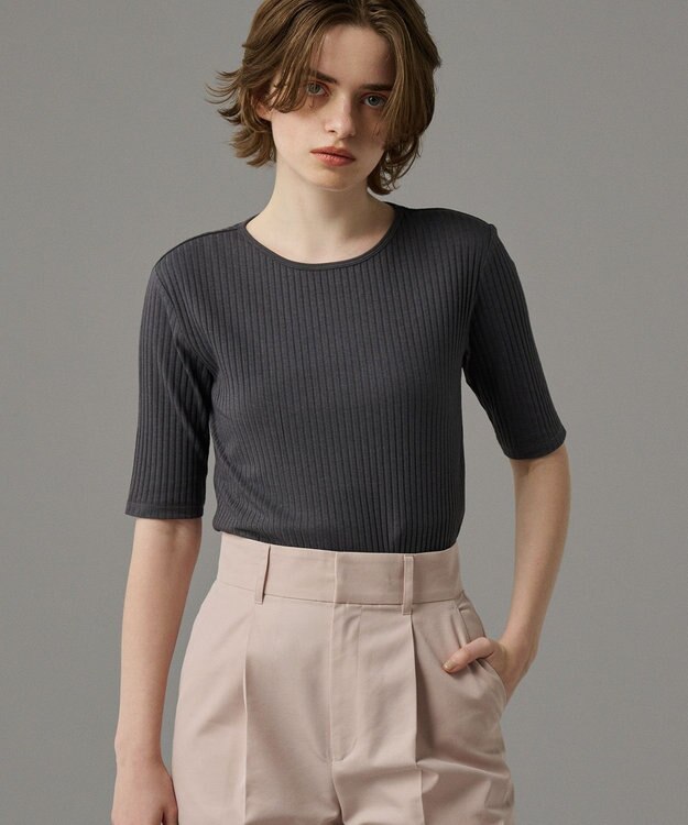 uncrave 【ご好評につき追加生産】コットンレーヨン リブカットソー（uncrave STANDARD） スレート