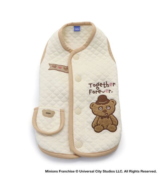 PET PARADISE ミニオン 背中開き ベスト 【小型犬】 キルト ティム 白~オフホワイト