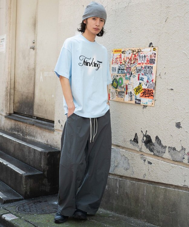 WEGO 【機能T/ユニセックス着用ITEM/MLサイズ展開】接触冷感3D刺繍T(SS) サックス