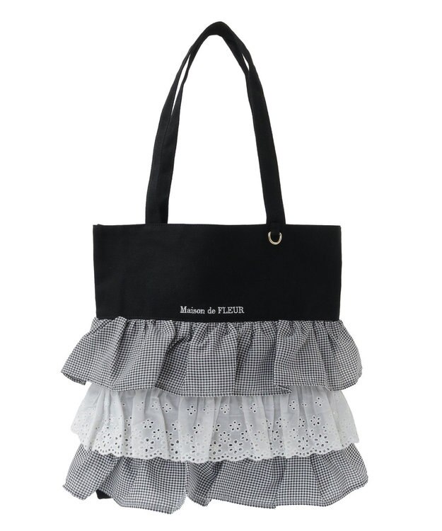 Maison de FLEUR EC限定フロントフリルトートバッグ Black