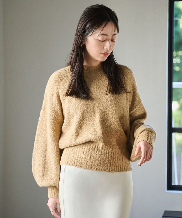#Newans 【洗える】クロップドバルーンボリュームスリーブニット ベージュ系