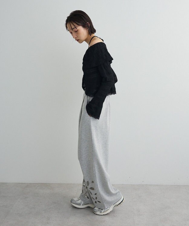 Green Parks シャーリングオフショルプルオーバー Black