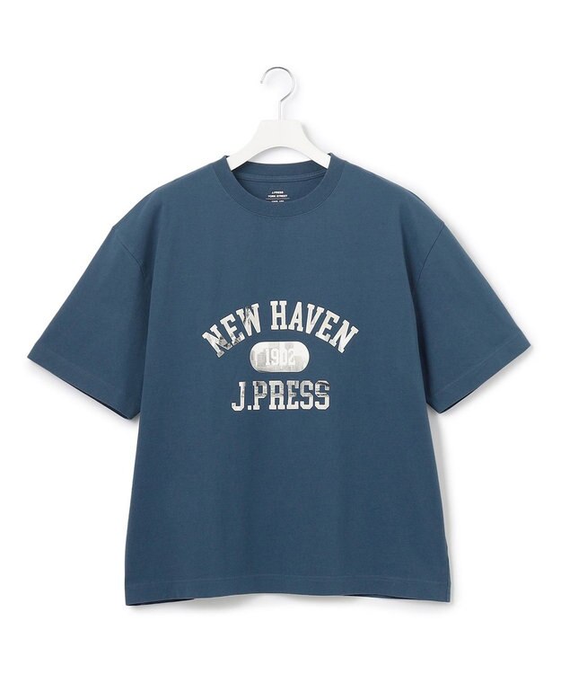 J.PRESS YORK STREET 【UNISEX】フォトプリント Tシャツ ”College Logo” ダルブルー系