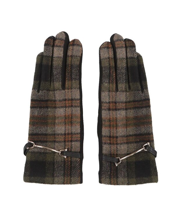 UNBILLION カシュネ cache nez / ビット金具付きチェック手袋 ブラック