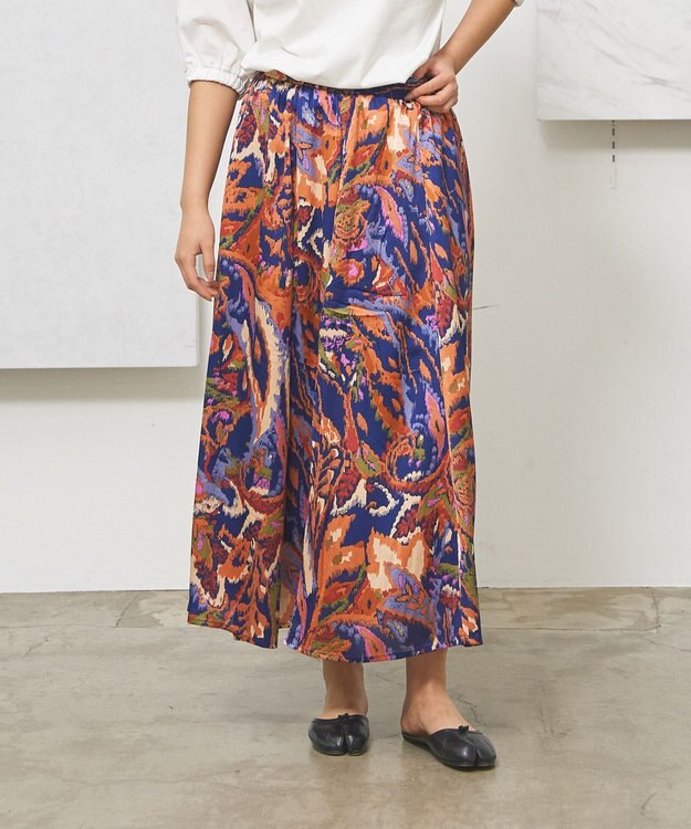 J.PRESS YORK STREET 【WOMEN】プリントフレア スカート ネイビー系5