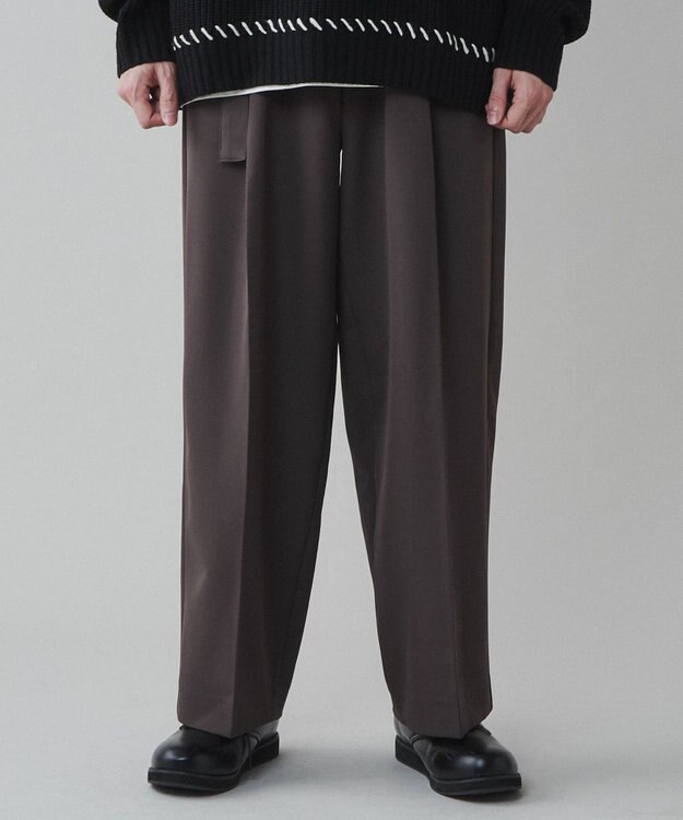 WEGO トロミ　ベルト付きワイドスラックス ブラウン