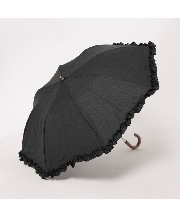 UNBILLION カシュネ cachenez / シャンブレーフリルトップレス2段折りたたみ傘 ブラック