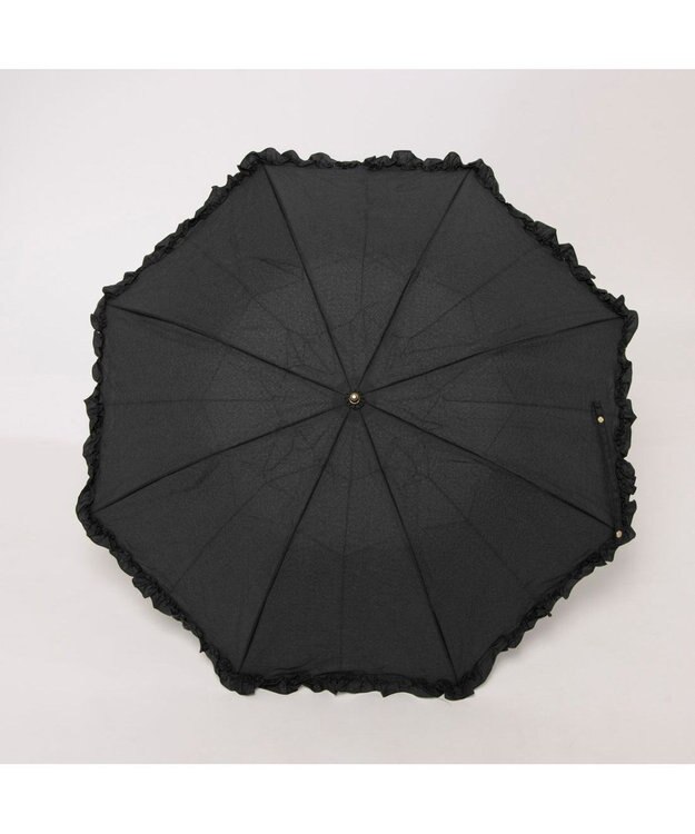 UNBILLION カシュネ cachenez / シャンブレーフリルトップレス2段折りたたみ傘 ブラック