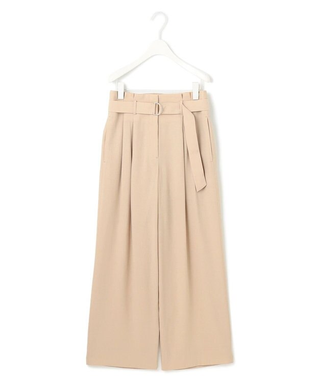 ICB 【接触冷感・UVカット・洗える】 T/Rドライリネン ワイドストレートパンツ ベージュ系