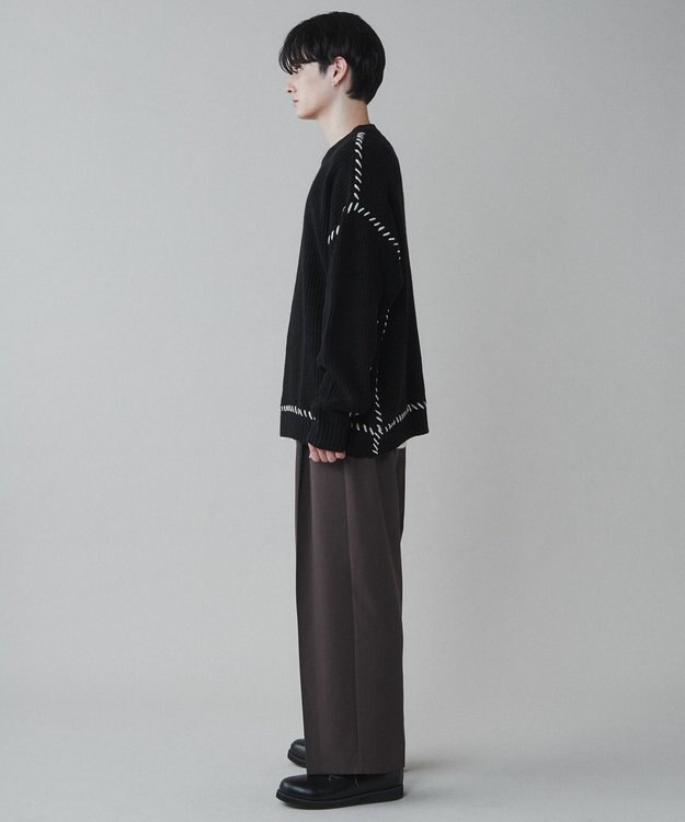 WEGO トロミ　ベルト付きワイドスラックス ブラウン