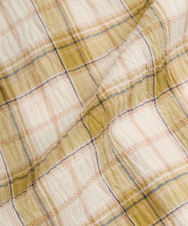 earth music&ecology アソートオーバーシャツ Check Yellow