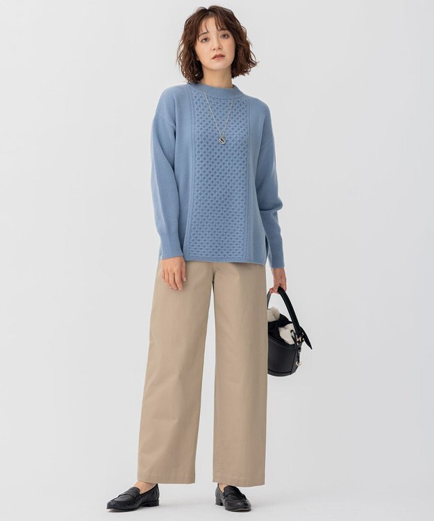 23区 【洗える】ウールカシミヤブレンド チュニック ニット ダルブルー系