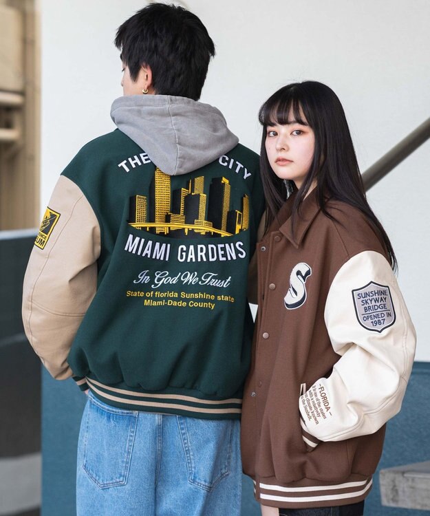 WEGO 【25年秋冬新作/ユニセックス着用ITEM/SMLサイズ展開】メルトンワッペンスタジャン ネイビー