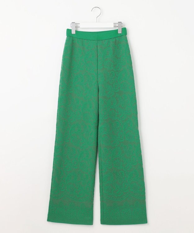 自由区 【Premium Collection】レースジャガードニット パンツ グリーン系