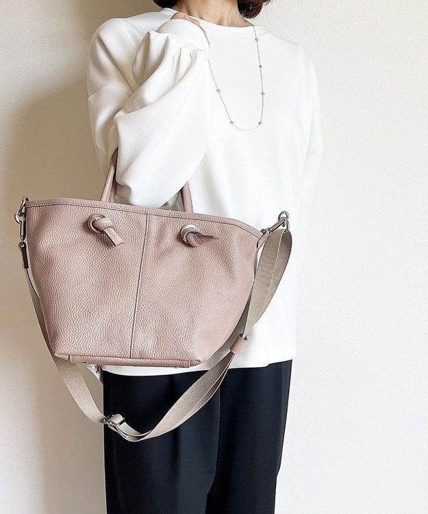 Hekhèr Le Style de Vie 【日本製 / 2WAY】シュリンクレザー ノットハンドバッグ ピンクベージュ